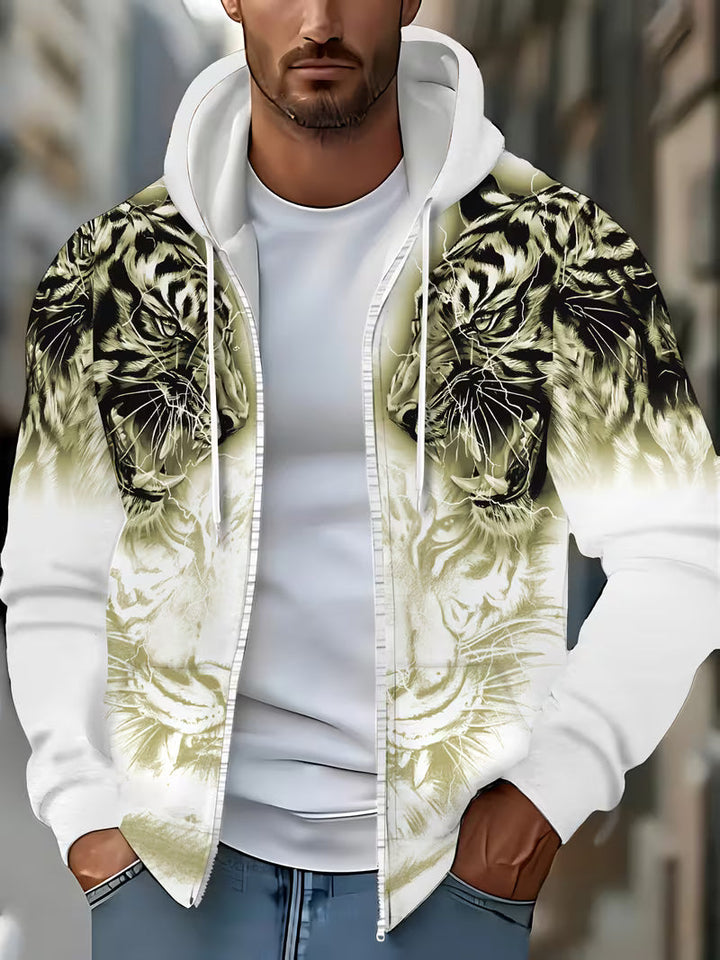 Luciano – Kapuzenpullover Mit Reißverschluss Und Tiger Muster