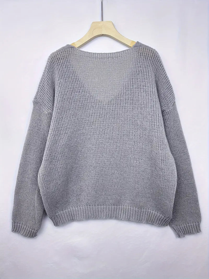Schmidt – Lässiger Langarm Pullover Mit V-Ausschnitt