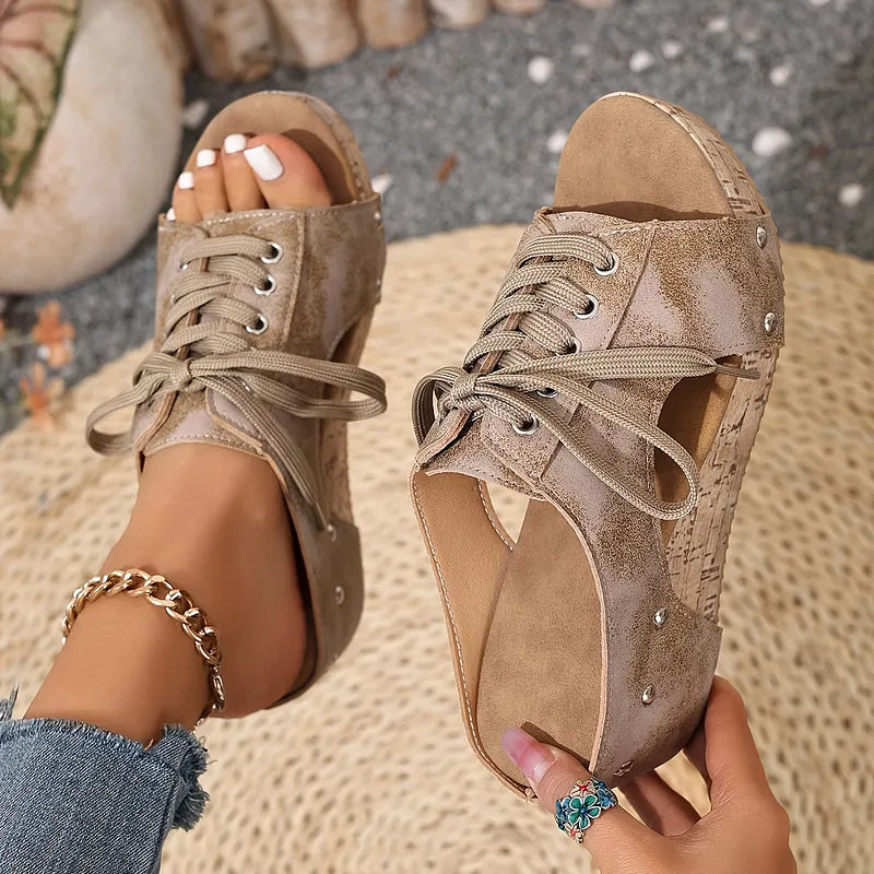 Nadiu – Bequeme Sommer Keilpantoffeln