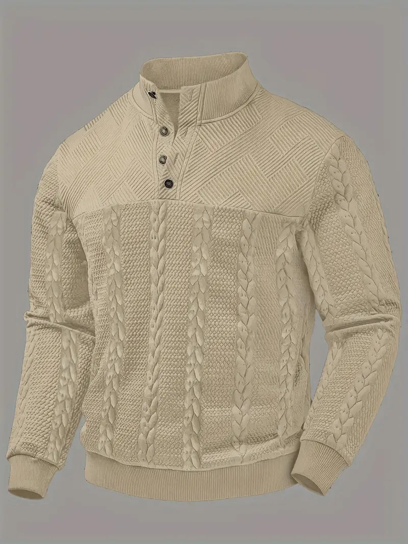 Dawson – Langärmeliger Henley Pullover Mit Streifenmuster