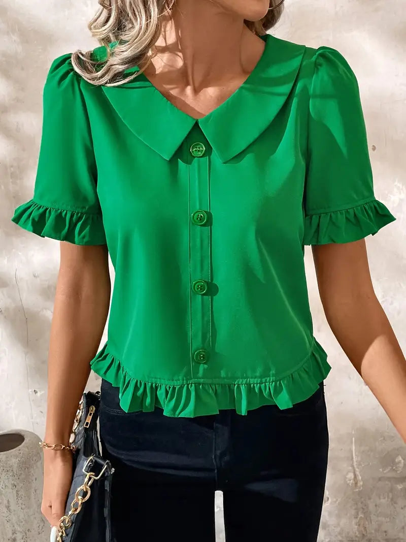 Foteini - Elegante Bluse Mit Kurzen Ärmeln