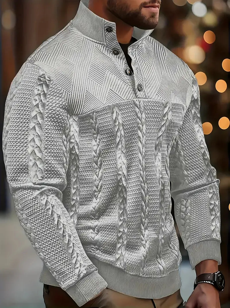 Dawson – Langärmeliger Henley Pullover Mit Streifenmuster