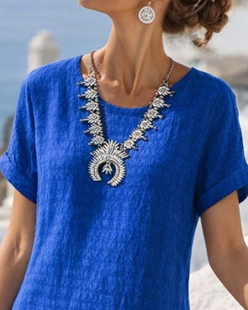 Shanai – Kurzärmeliges Kleid mit geradem Schlitz