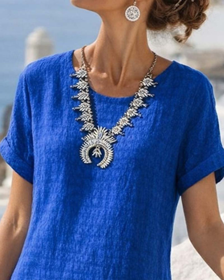 Shanai – Kurzärmeliges Kleid mit geradem Schlitz