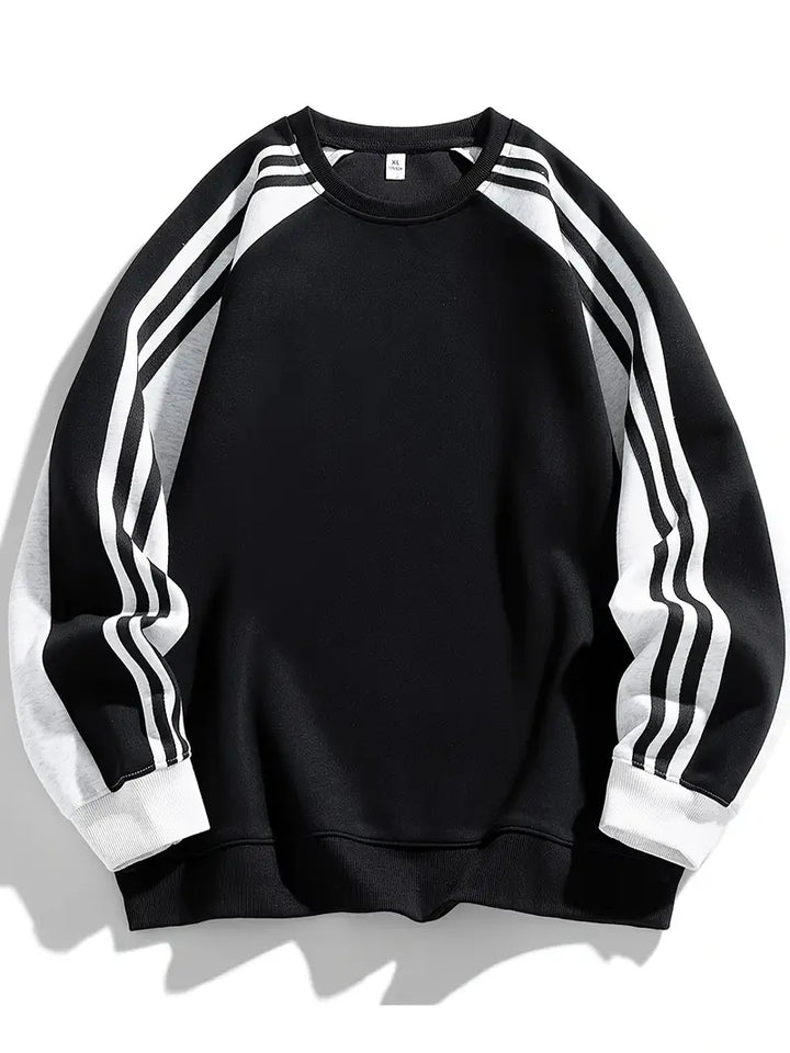 Maddox – Sweatshirt Mit Gestreiften Ärmeln Und Rund Halsausschnitt