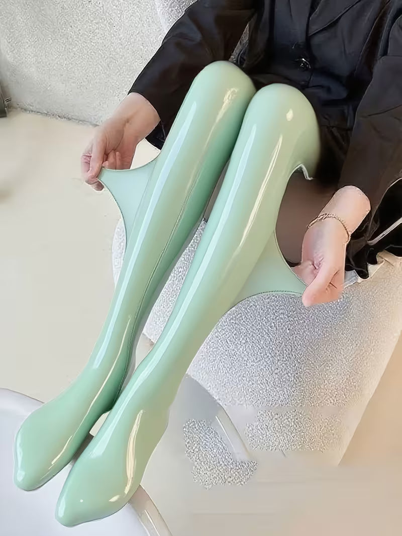 Bekah – Hochglänzende Stretch Strumpfhose Mit Fußteil