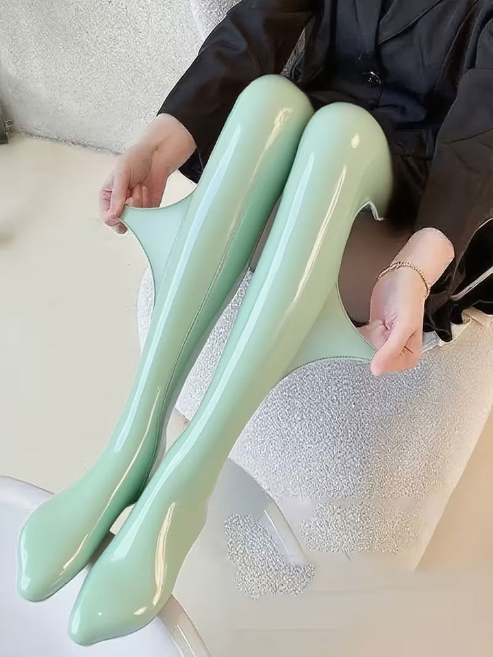 Bekah – Hochglänzende Stretch Strumpfhose Mit Fußteil