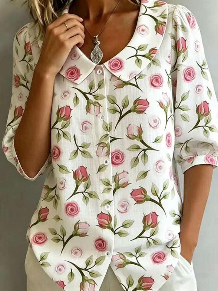 Alvique – Kurzarmbluse MIT Blumenmuster Am Kragen