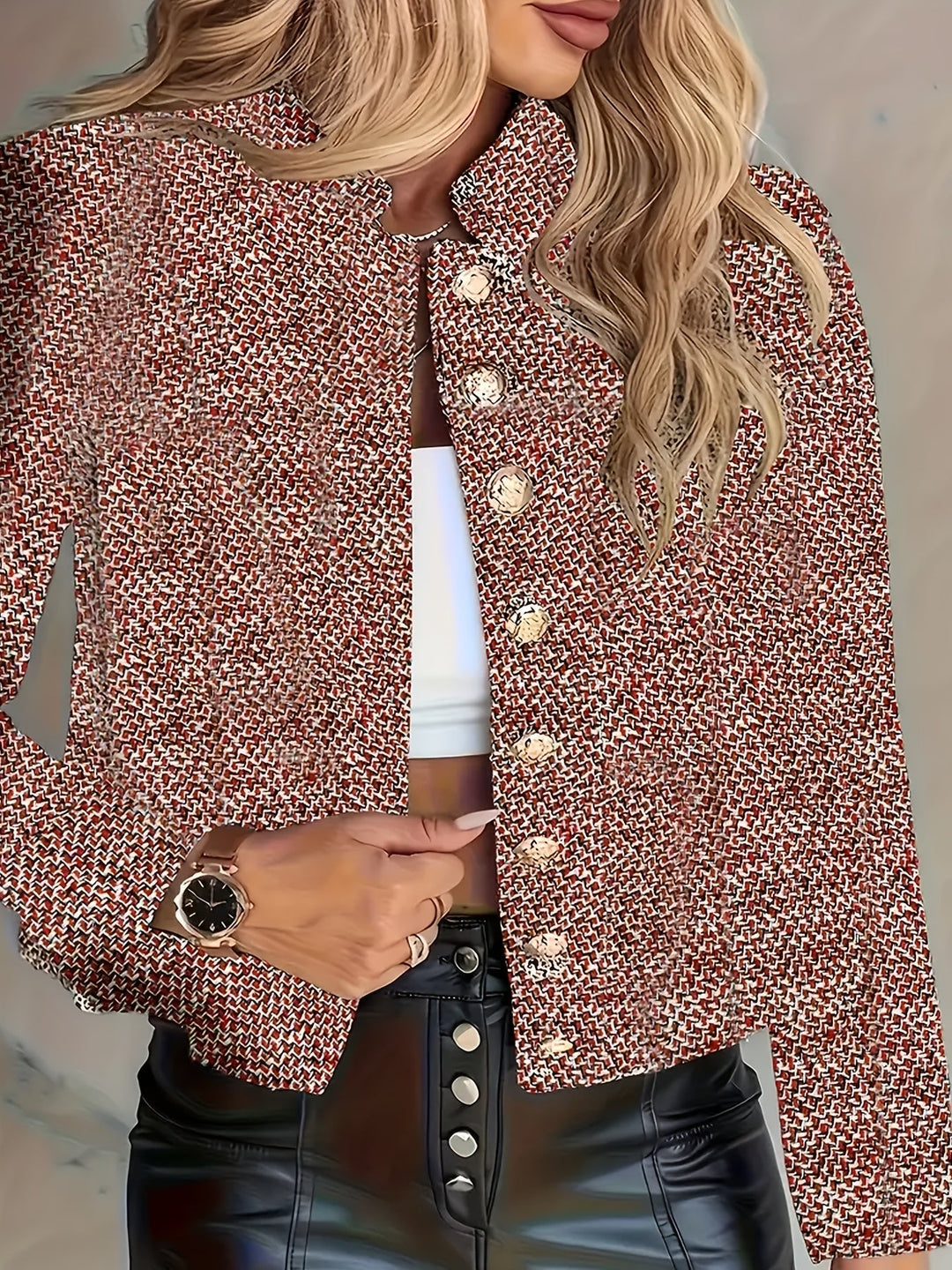 Aruzhan - Eleganter Langarm Blazer Mit Knopfleiste