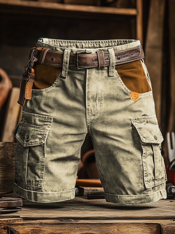 Herren Retro Outdoor Ripstop Mehrzweck-Cargoshorts