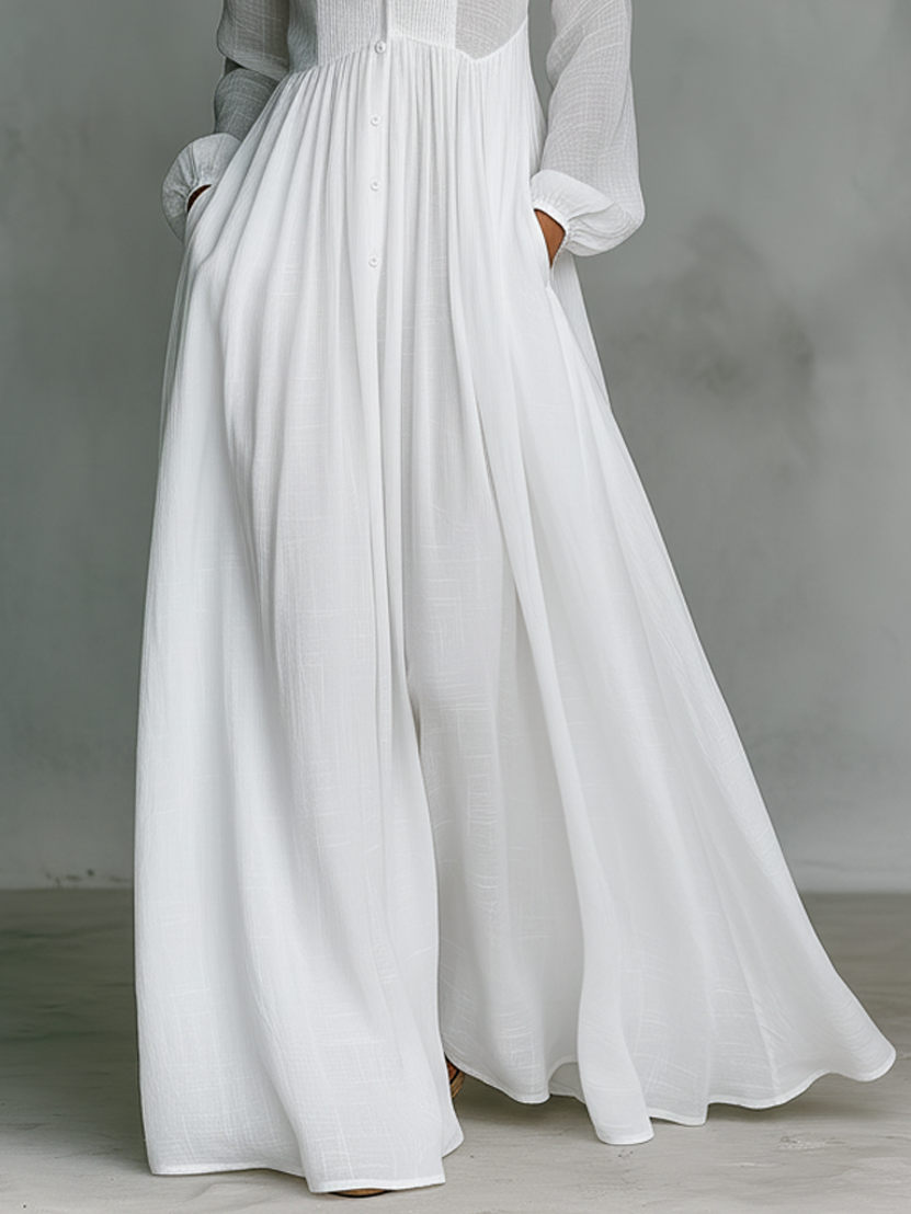 Naylia – Maxikleid mit Hohem Kragen und langen Ärmeln