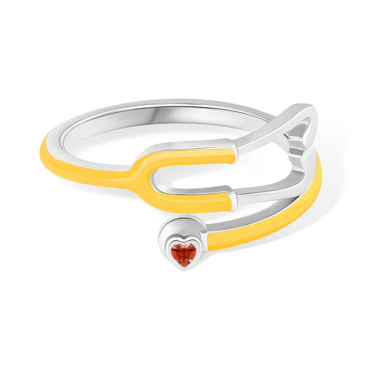 Caitleen – Stethoskop Ring Mit Herz Geburtsstein