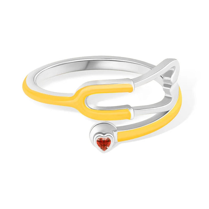 Caitleen – Stethoskop Ring Mit Herz Geburtsstein