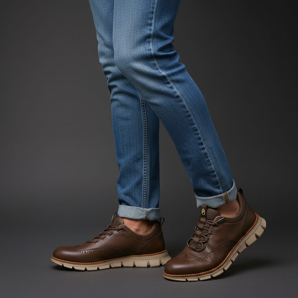Heijnen – Sneaker Aus Leder im Wingtip Brogue Stil