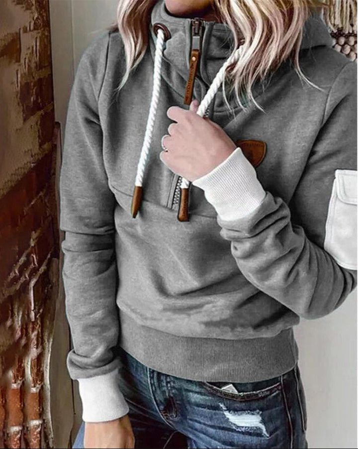 Helsa – Lässiger Kapuzenpullover Mit Halbem Reißverschluss Und Armtasche