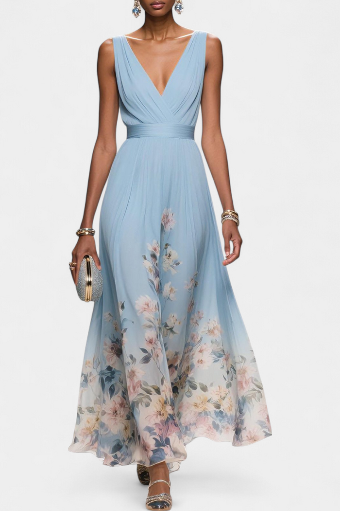 Saulina – Ärmelloses Maxikleid Mit Blumenmuster