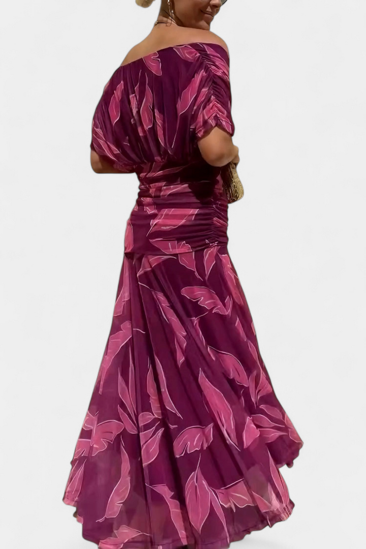 Rawan – Maxikleid Aus Chiffon Mit Schulterfreiem Ausschnitt