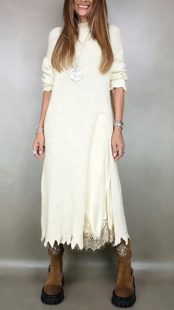 Jesika – Stilvoller Langer Pullover Mit Kleid