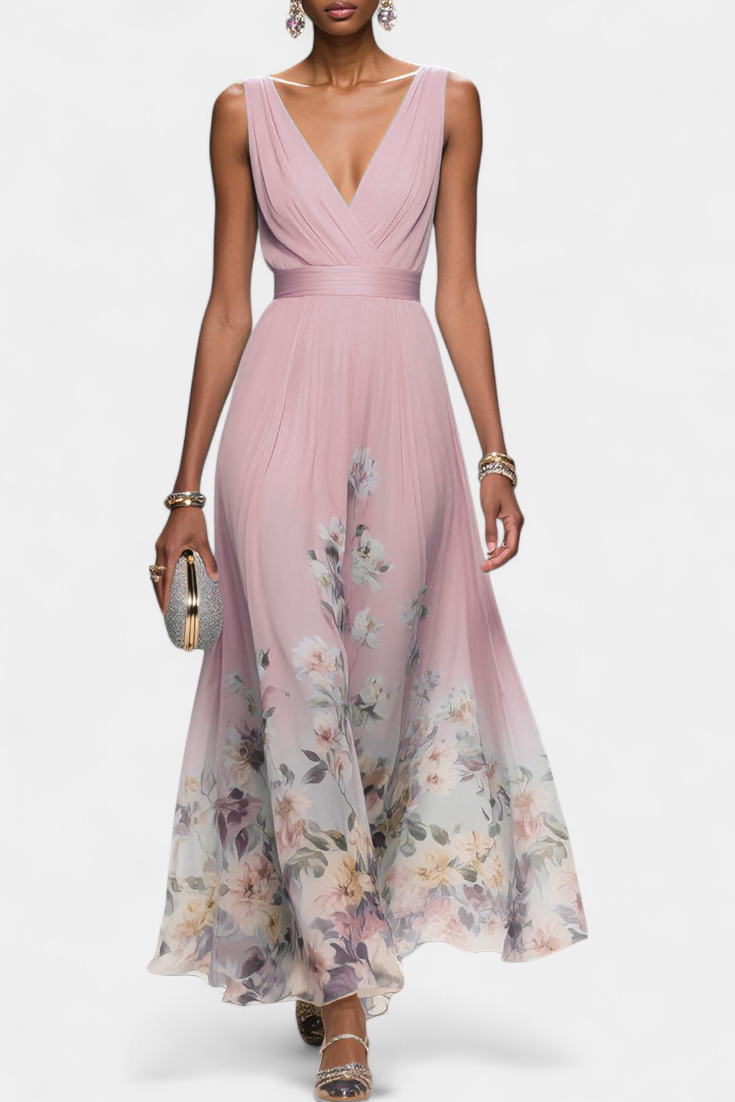 Saulina – Ärmelloses Maxikleid Mit Blumenmuster