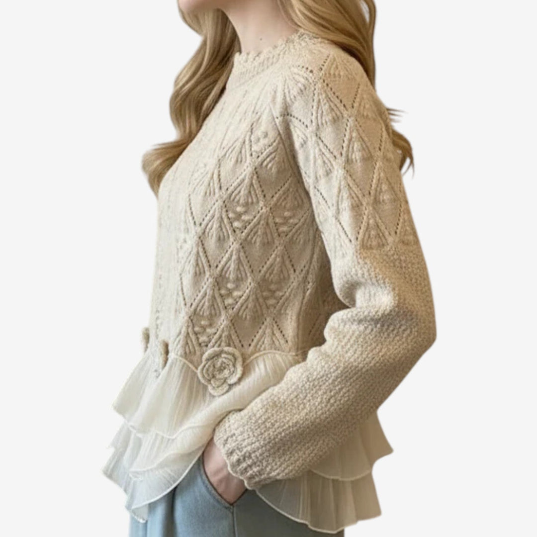 Nessa – Rundhals Strickpullover mit Struktur