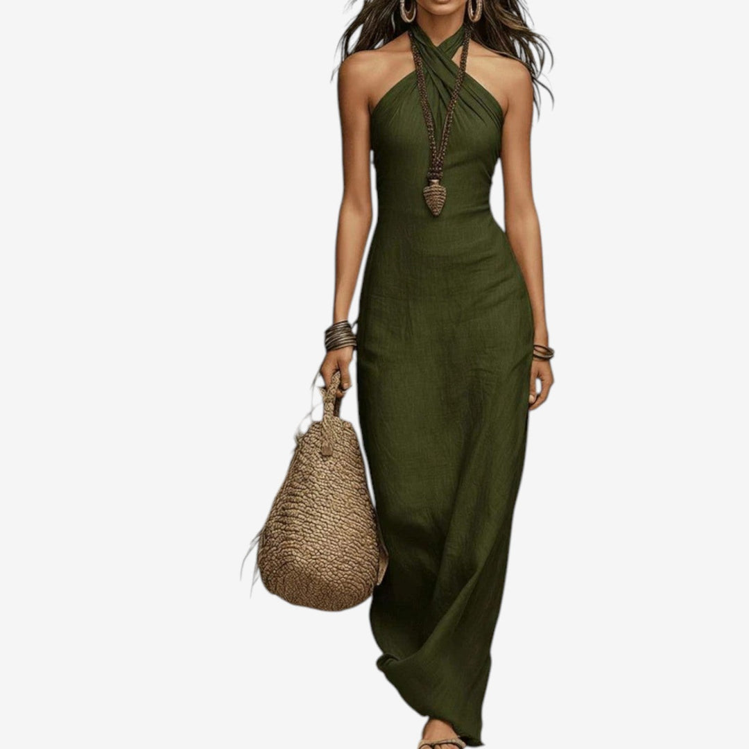 Nitisha – Maxikleid Mit überkreuztem Ausschnitt