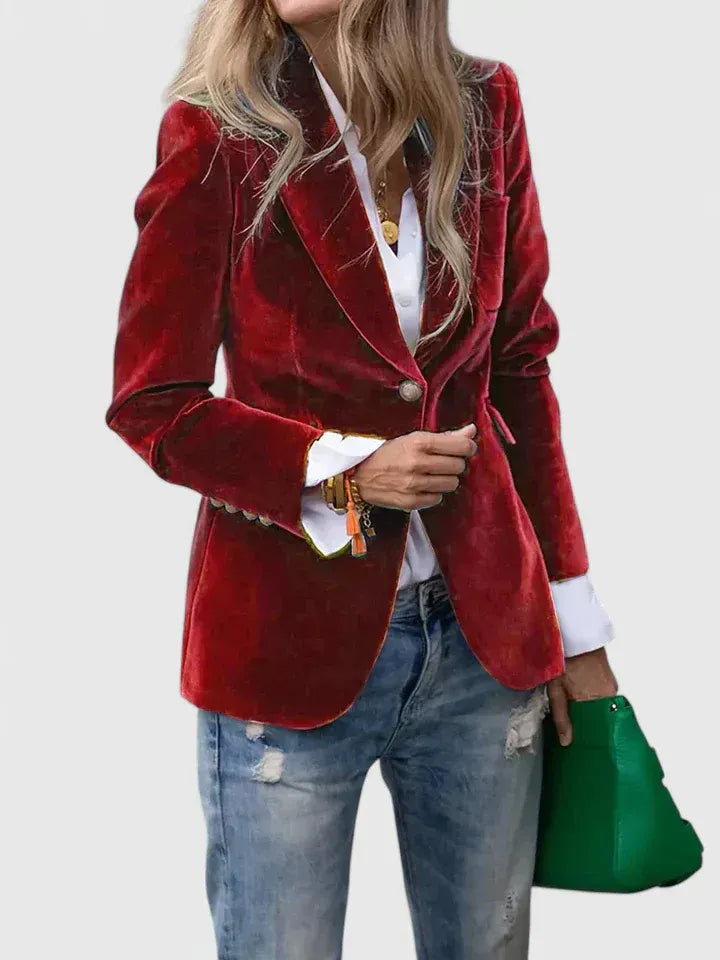 Dagmara – Einreihiger Samt Blazer