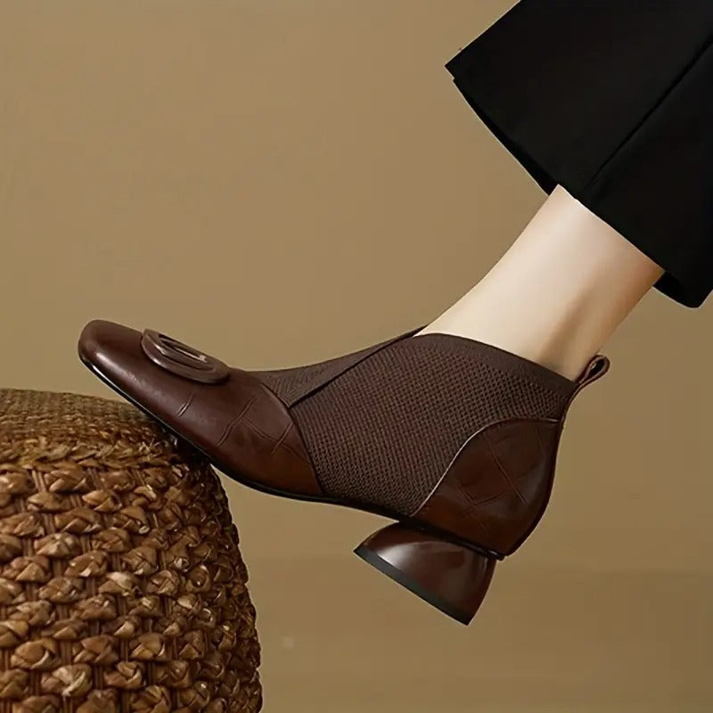 Mylaa – Retro Schuhe Mit Eckiger Spitze Und Niedrigem Absatz