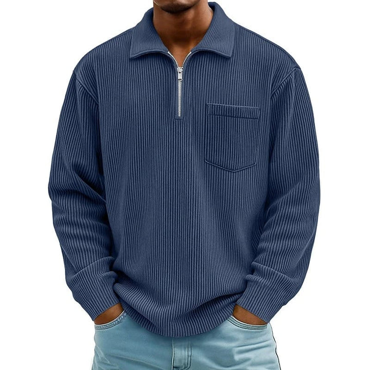 Quenton – Pullover mit halbem Reißverschluss und Brusttasche