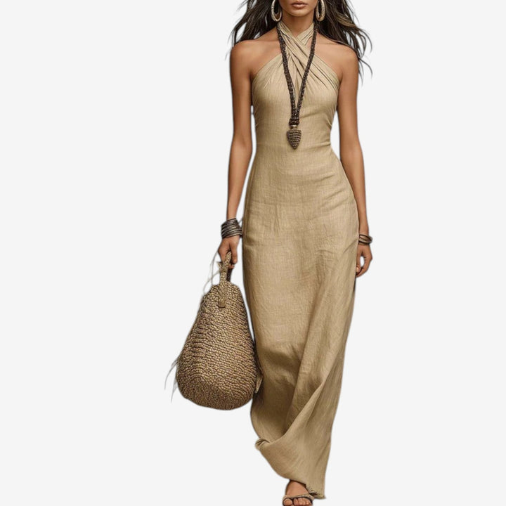 Nitisha – Maxikleid Mit überkreuztem Ausschnitt