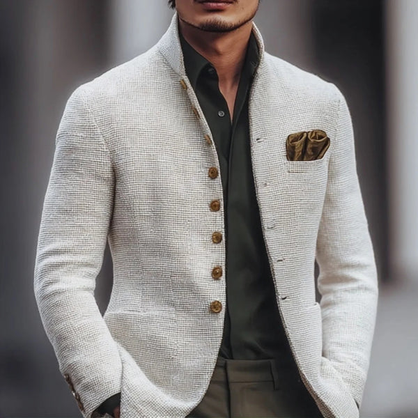 Artjom – Schlichte Tweed-Freizeit Jacke Mit Hohem Kragen