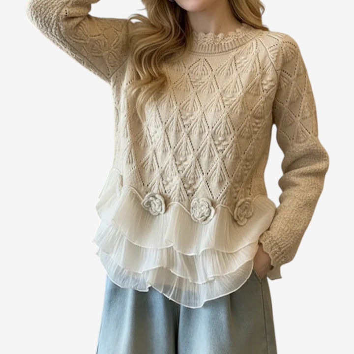 Nessa – Rundhals Strickpullover mit Struktur