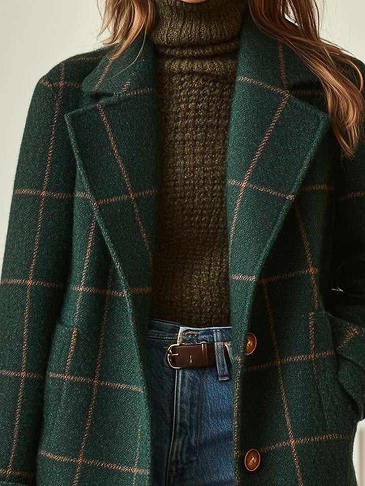 Karmen – Retro Revers Karo Tweedmantel