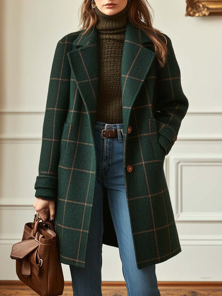 Karmen – Retro Revers Karo Tweedmantel