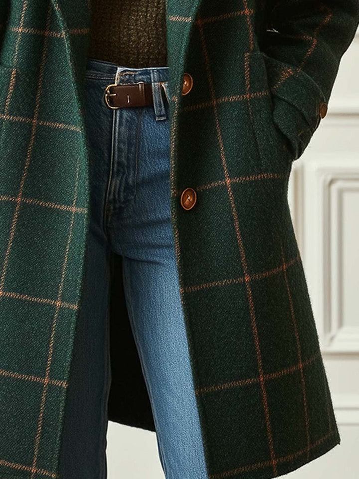 Karmen – Retro Revers Karo Tweedmantel