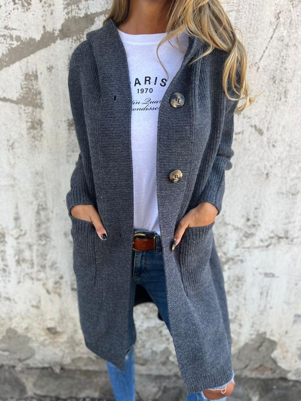 Kaitlin - Elegante Lange Gestrickt Strickjacke
