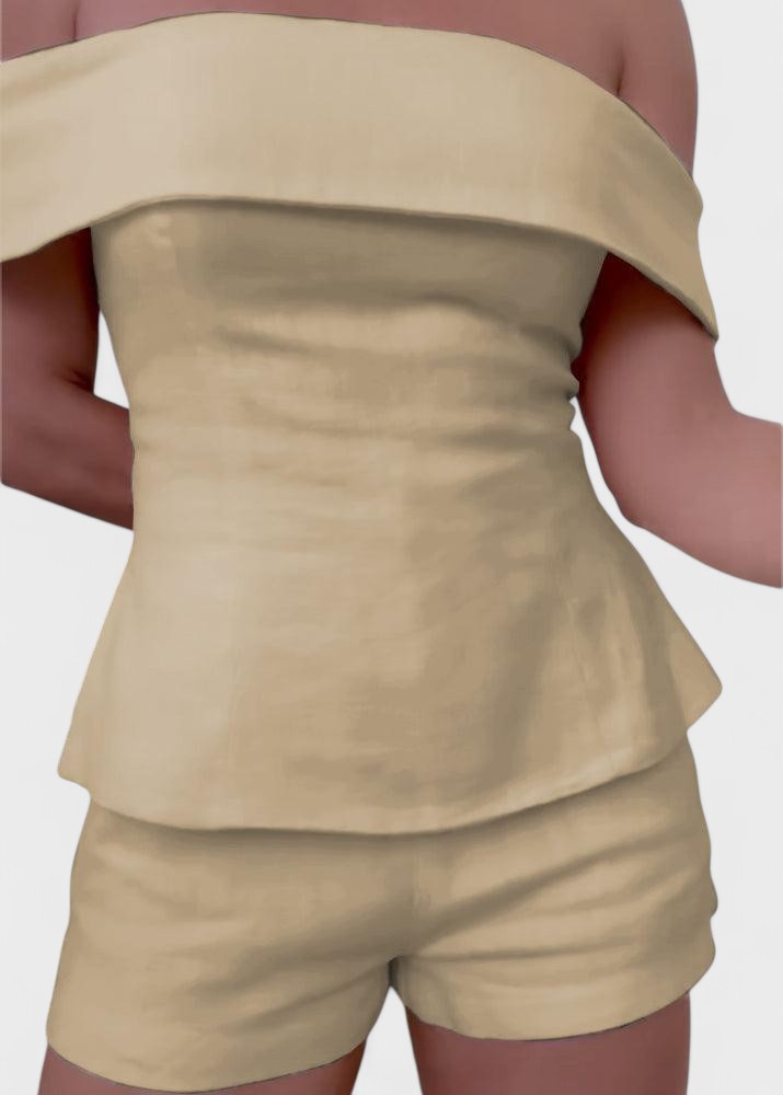 Shalita – Zweiteiliger Satz Aus Leinen Mit Schulterfreiem Oberteil