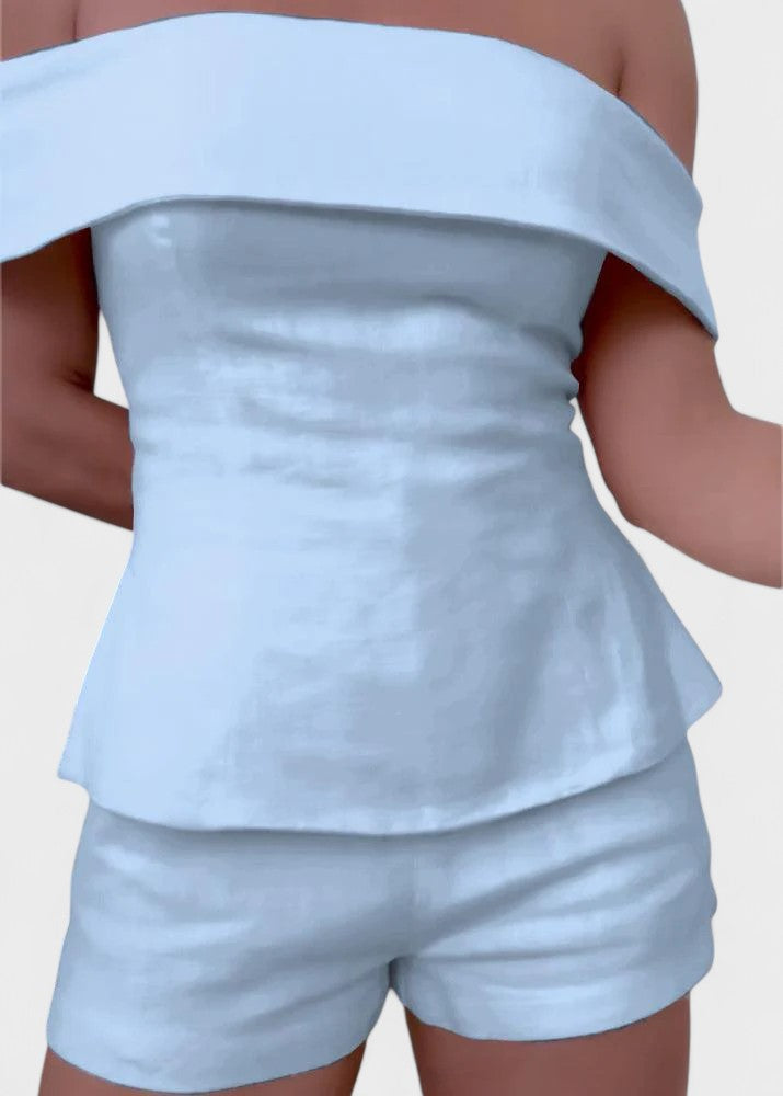 Shalita – Zweiteiliger Satz Aus Leinen Mit Schulterfreiem Oberteil