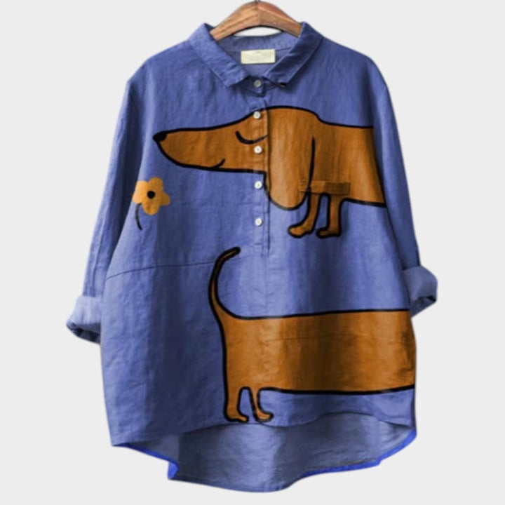 Dovile - Elegante Bluse Mit Hundemuster