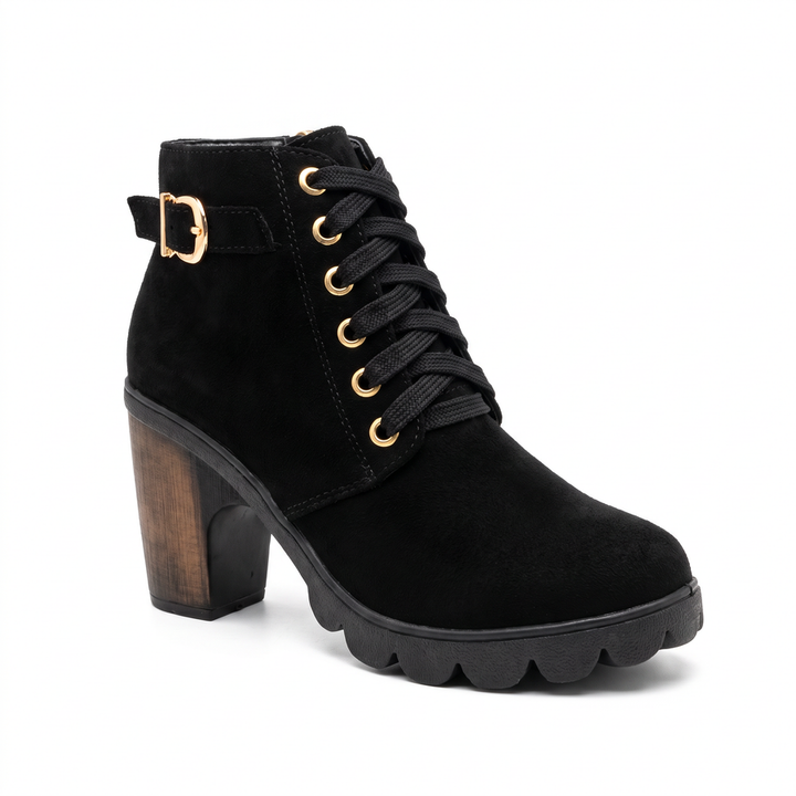 Rijona – Schnürstiefeletten Mit Schnallen Und Klobigem Absatz