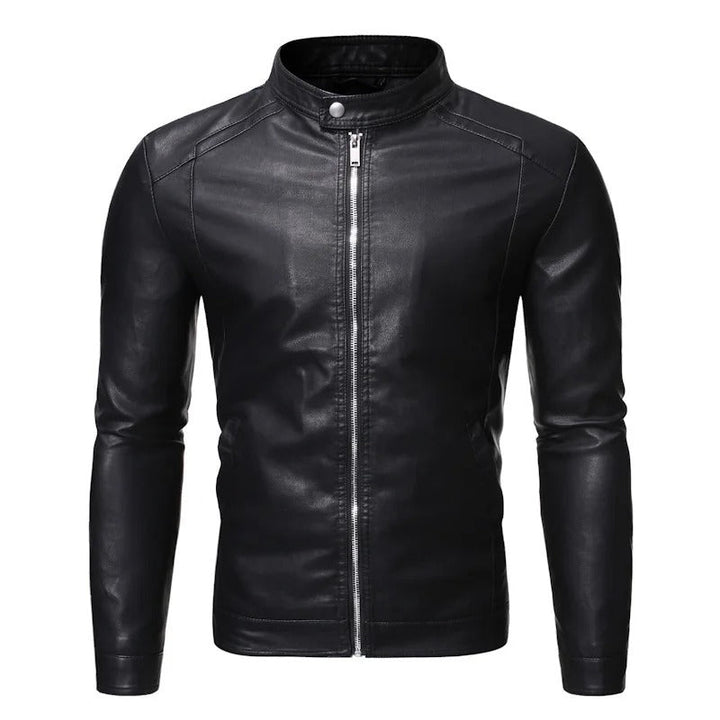 Daamian - Leder Jacke Mit Stehkragen