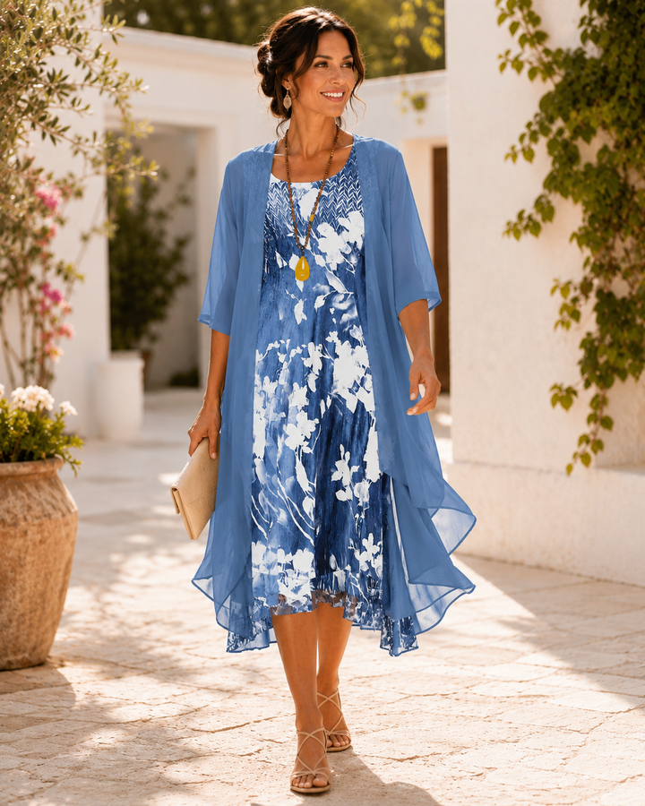 Willina – Zweiteiliges Midi-Kleid Aus Chiffon Mit Blumenmuster