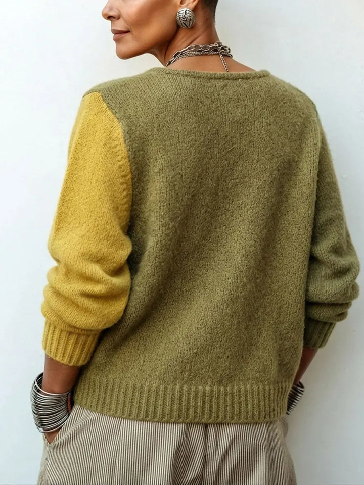 Lizana – Asymmetrischer Strickpullover im Farbblock-Schau