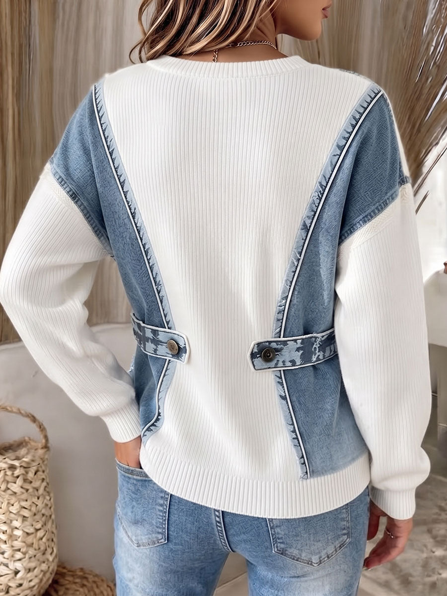 Benija – Lässiger Strickpullover Mit 3d-Denim-Drucken