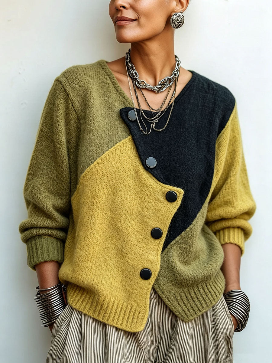 Lizana – Asymmetrischer Strickpullover im Farbblock-Schau