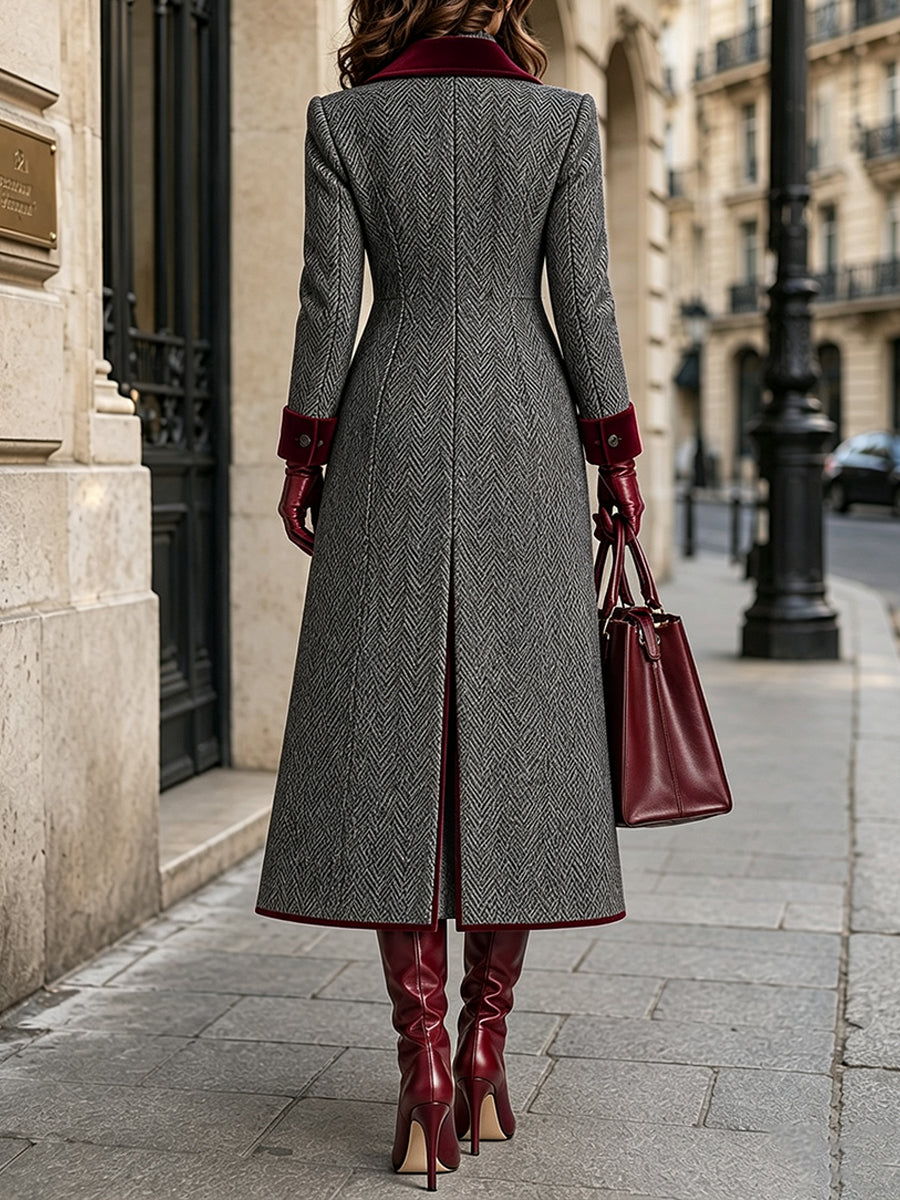 Tanesha - Eleganter Langer Mantel Aus Wollmischung