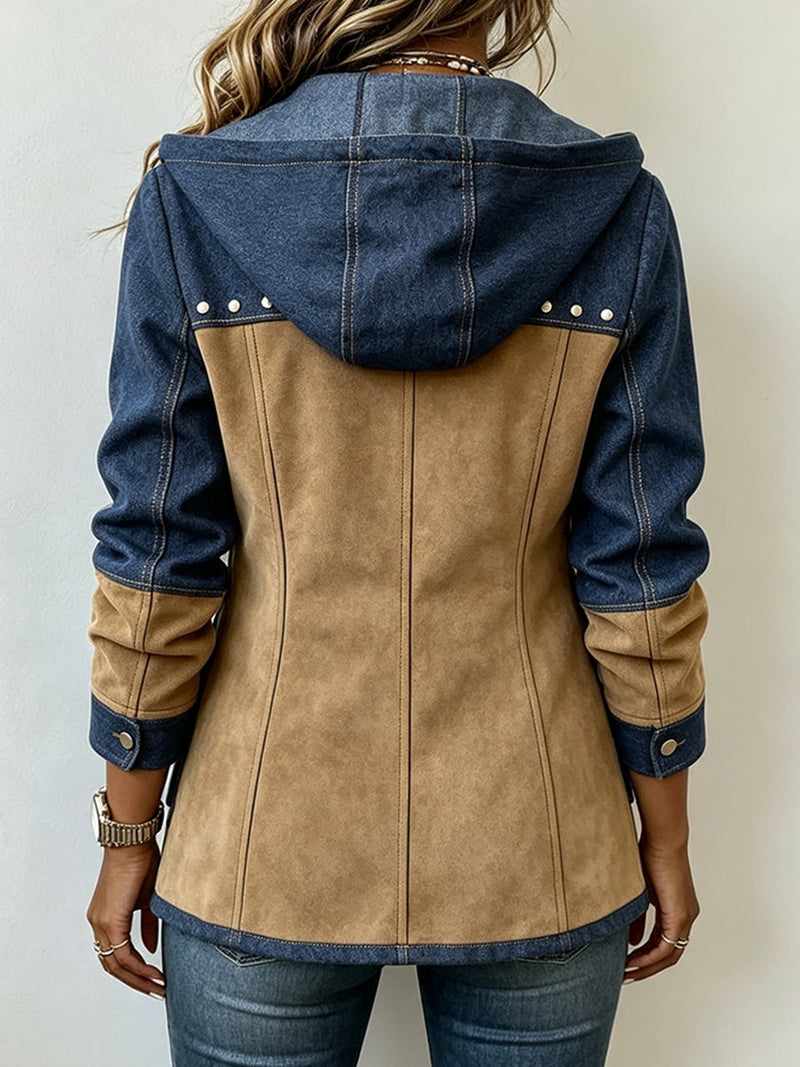 Emmina – Kapuzenjacke Aus Wildleder Im Patchwork-Stil