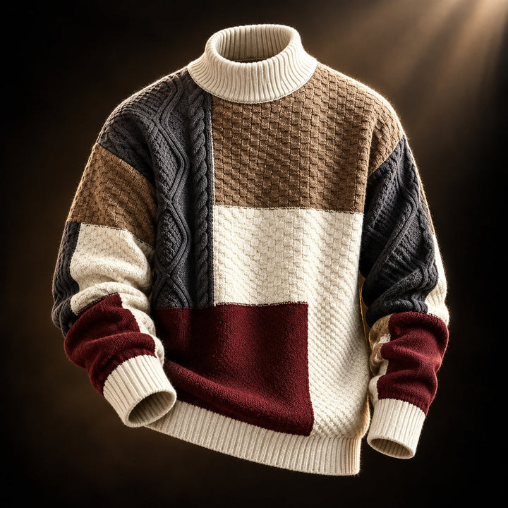 Trevon – Pullover Mit Patchwork-Zopfmuster