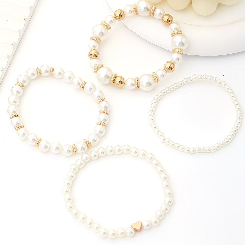 Adelen – Perlen-Stacking-Armband-Set, 4er-Set