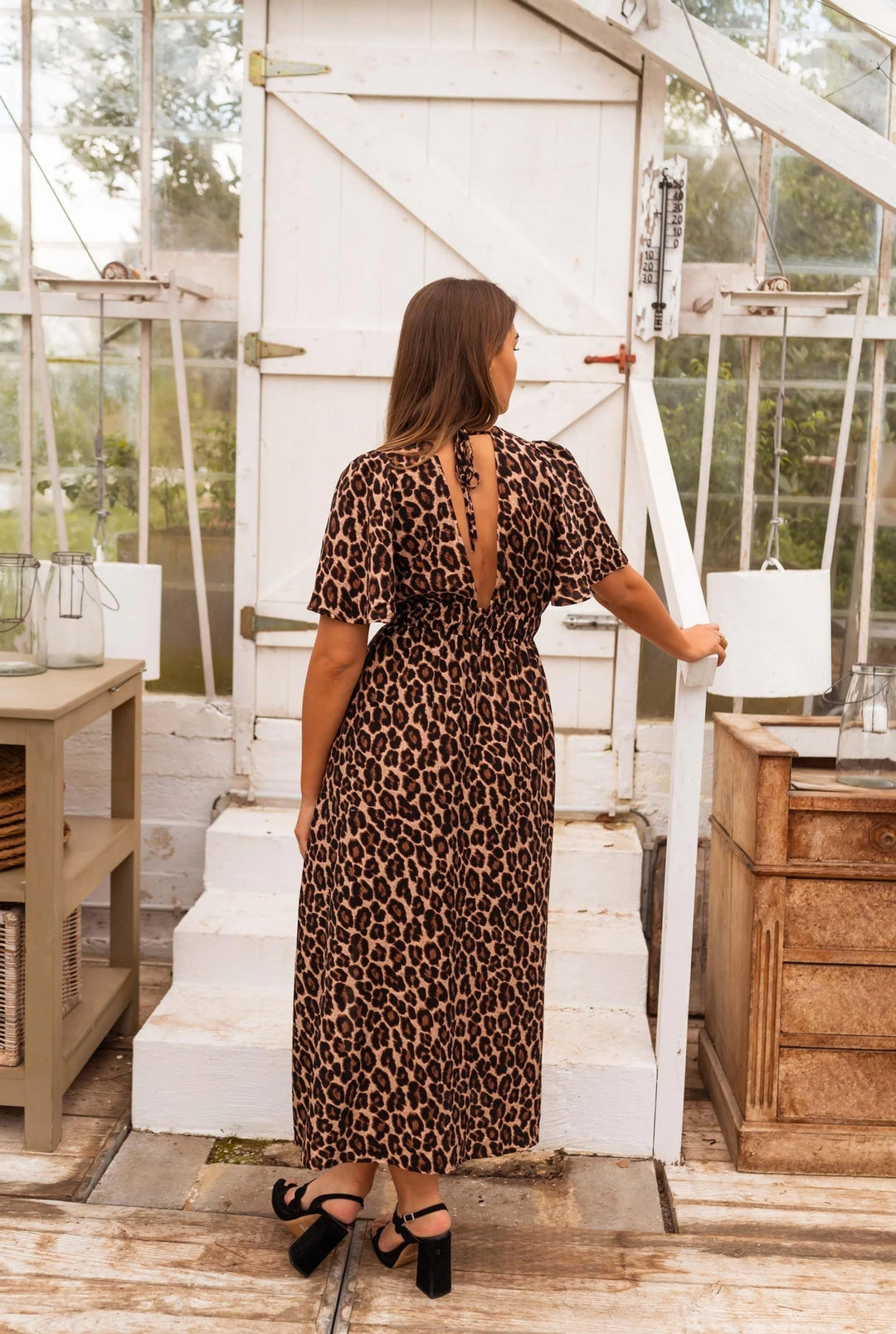 Coralie – Stilvolles Maxi Kleid Mit Leoparden Muster