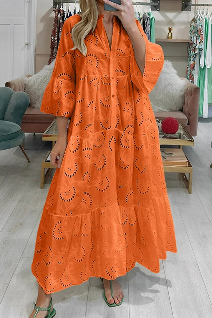 Gilma - Stilvolles Langes Kleid Mit V-ausschnitt